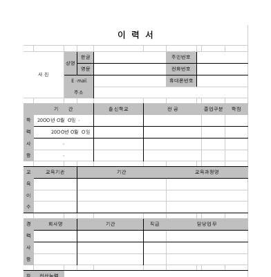 이력서 및 자기소개서